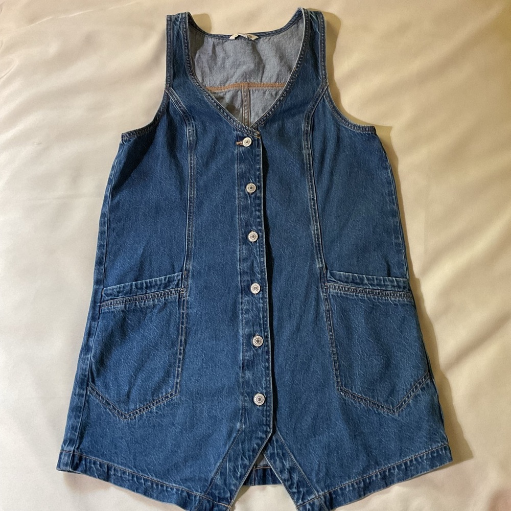 American Eagle Outfitters Pinafore Blue Denim Sleeveless dress